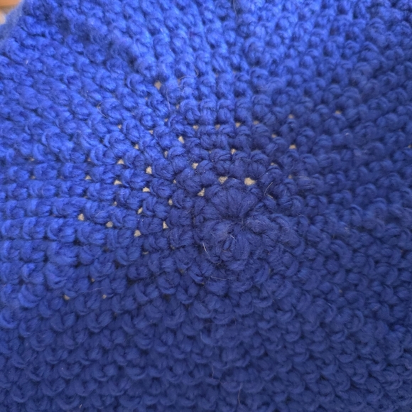 Dark Blue Handmade Crochet Basket - 8.5"x3" Storage Bin - Picture 4 of 4